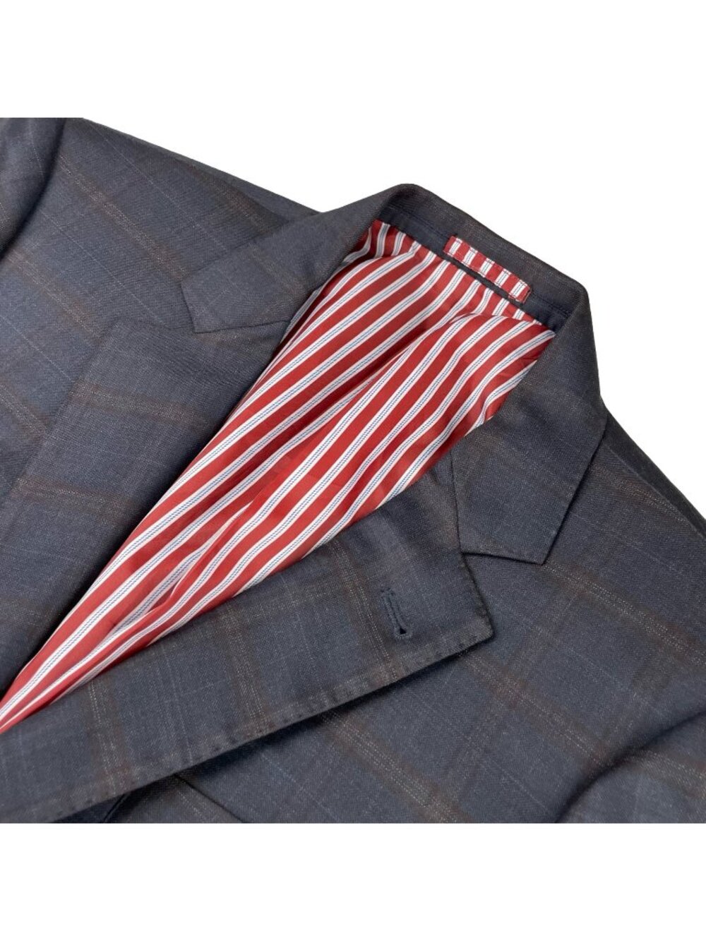 Rocky's Bespoke Custom Men's 100% Wool Blazer Navy/Red Windowpane Plaid • 42S